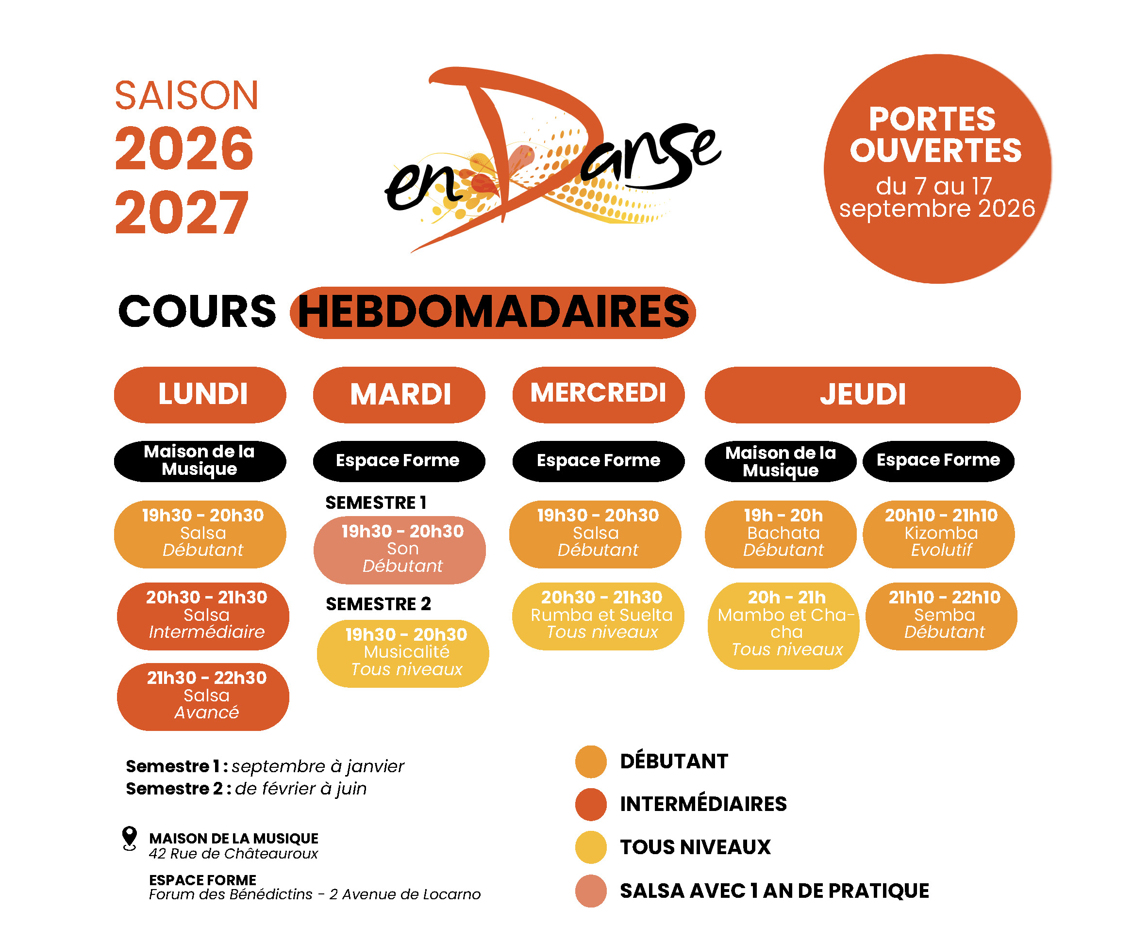 Planning Cours 2026-2027